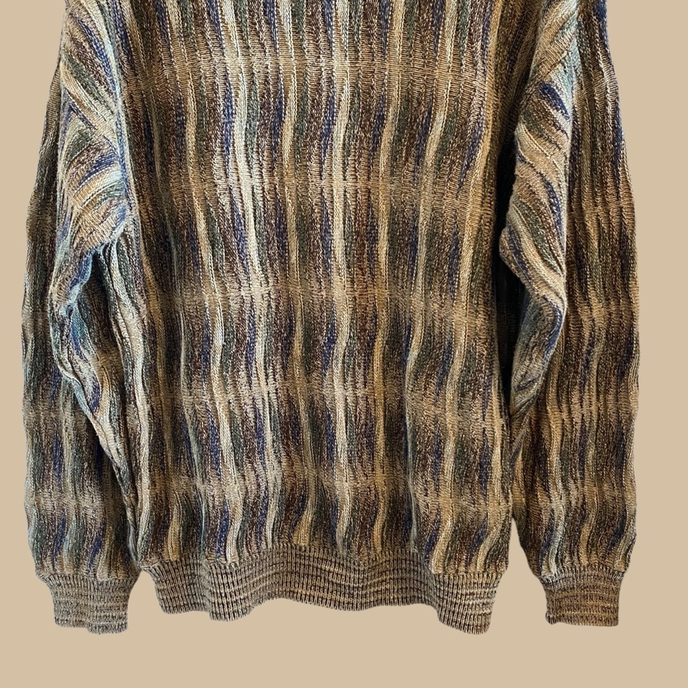 Vintage Bachrach Coogi Style Knit Textured Print Crewneck Sweater - Picture 5 of 8